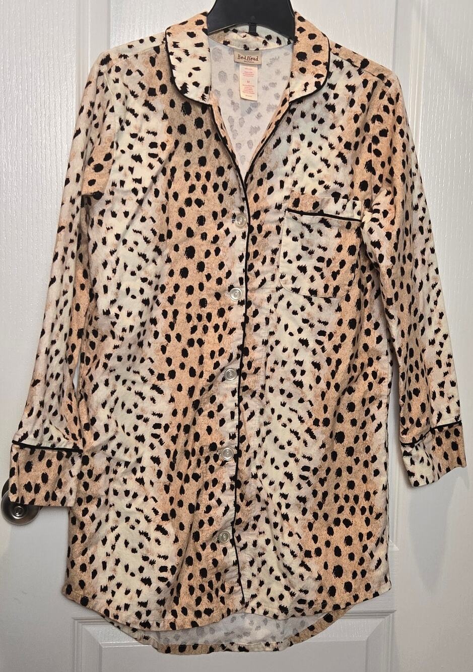 BedHead pajamas leopard nightshirt night gown sz M made in USA